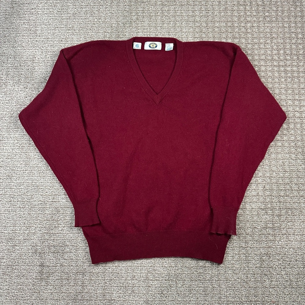 Harbour Club Womens Burgundy 100% Lambswool V-Neck Sweater Size L